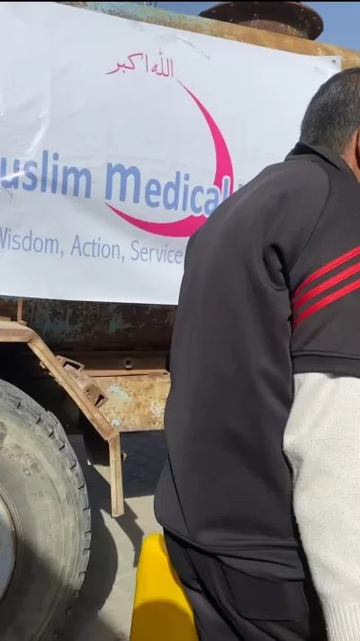 Drinking water delivered to a displacement camp